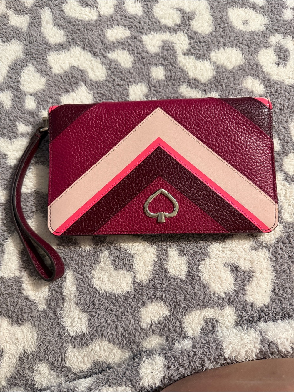 kate spade Chevron Colorblock Wristlet in Burgundy, Light Pink & Hot Pink